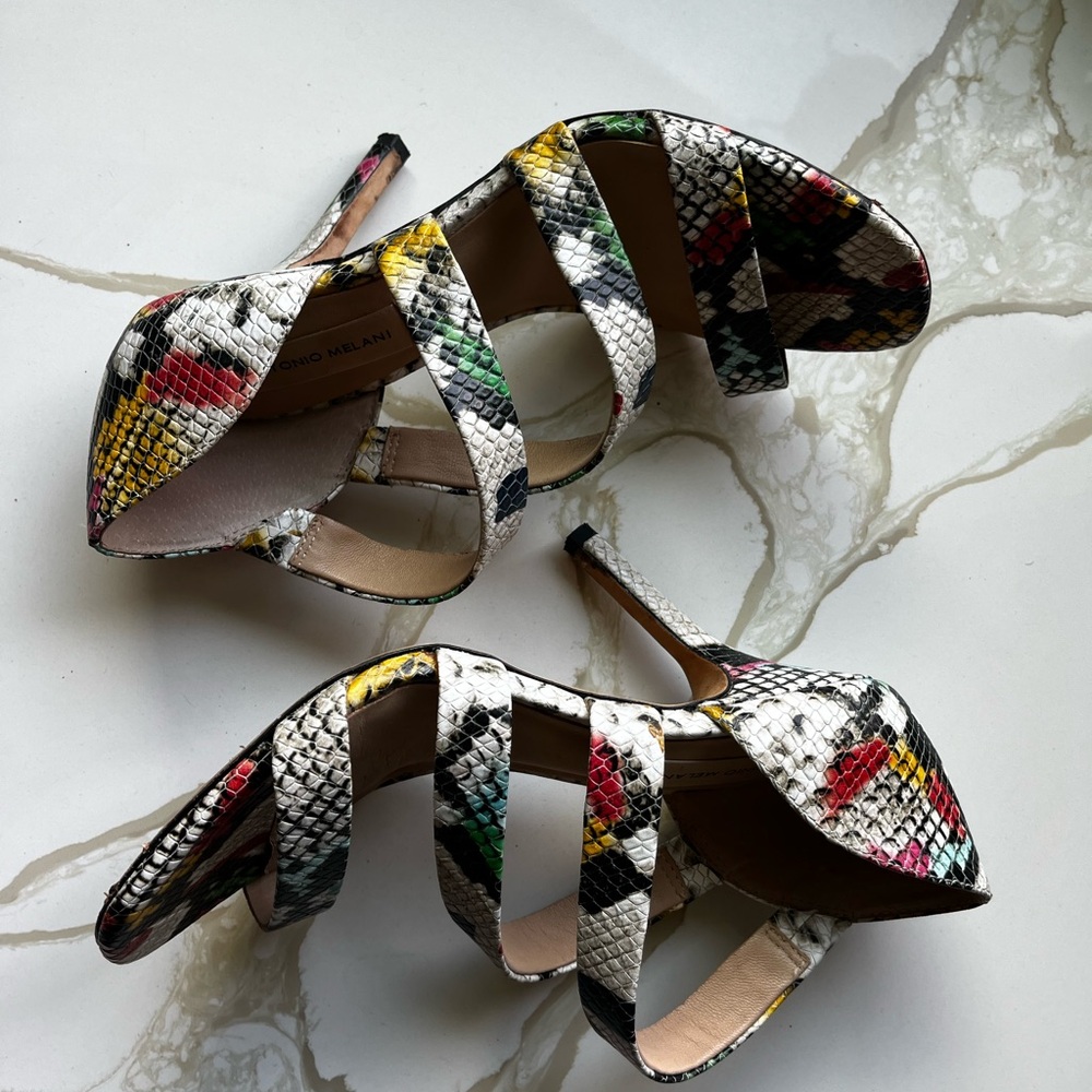 ANTONIO MELANI Multicolor Snake Print Heels